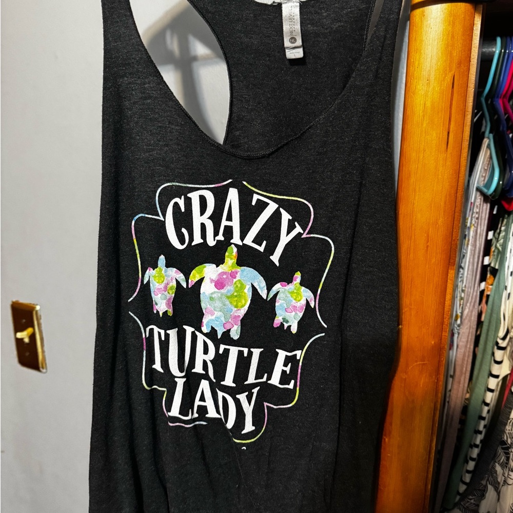 Next Level Apparel Black Crazy Turtle Lady Tank Top